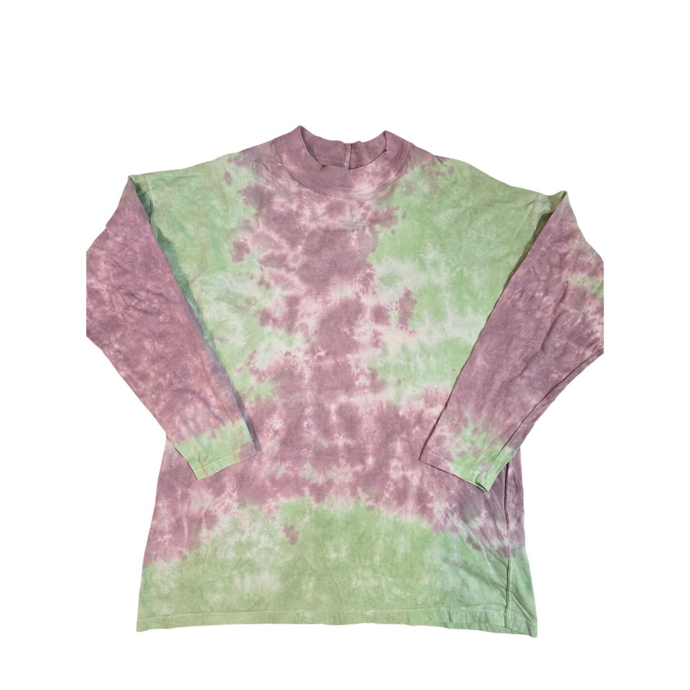 WE THE FREE Tie‎ Dye Long Sleeve Mock Neck Tunic Top Oversize  XS Green Pink